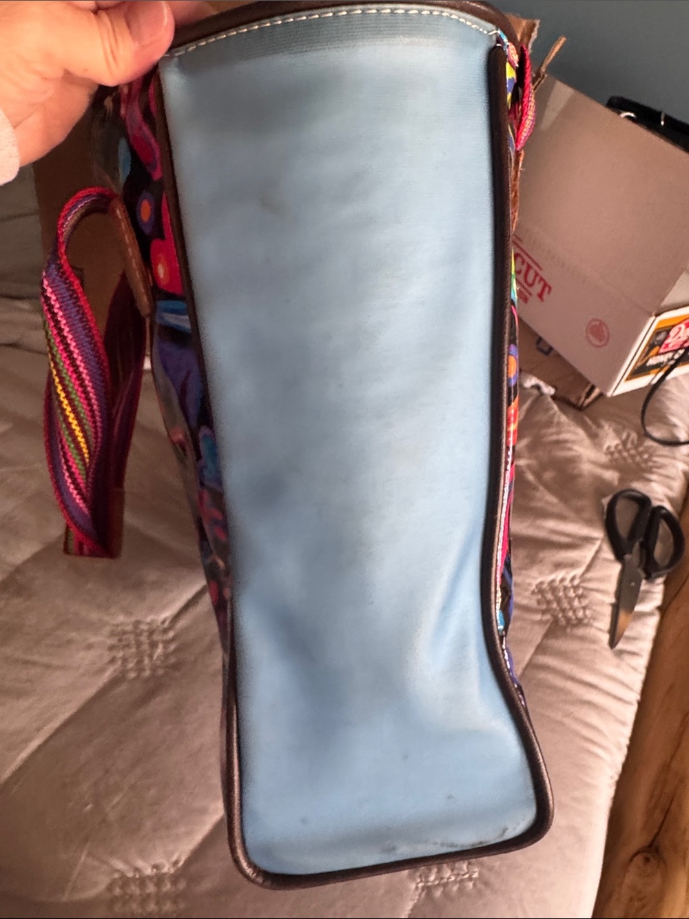 Consuela Sophie Tote with Striped Handles and blue sides waterproof!! - Picture 4 of 9